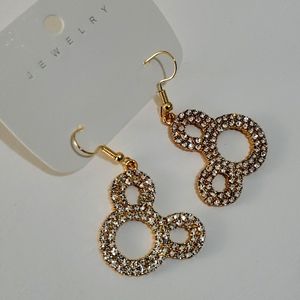 Disney Gold Tone  Diamond Womens Girl  Earrings